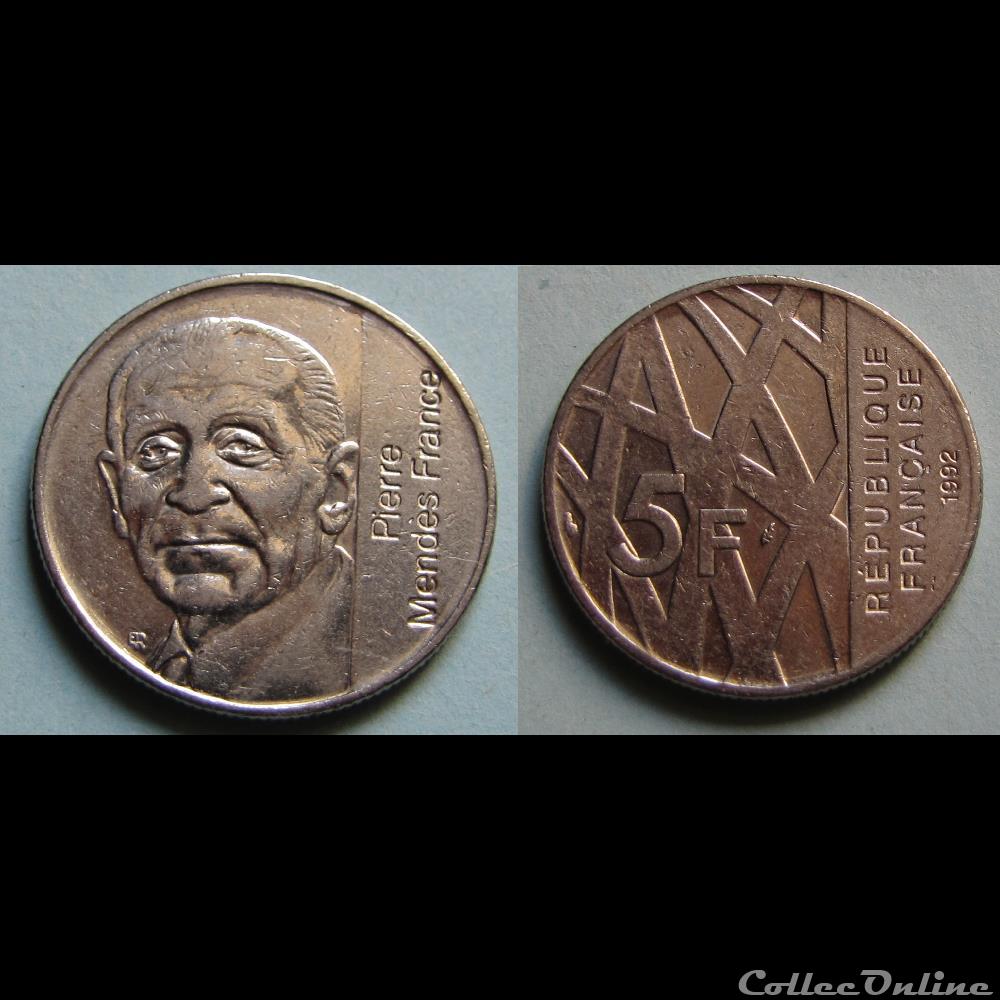 monnaie moderne 5 francs mendes france 1992