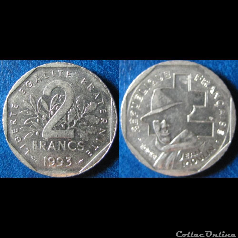 monnaie france moderne 2 francs jean moulin 1993