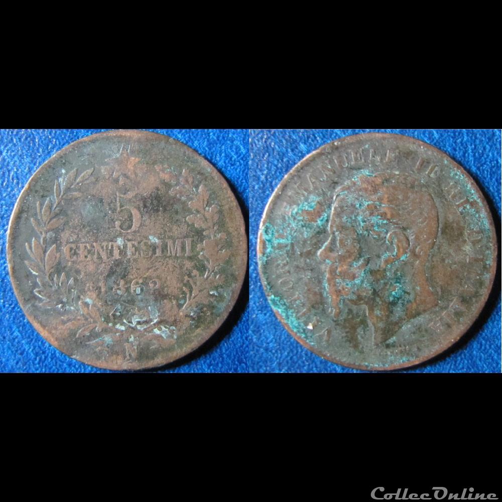 5 centesimi Victor-Emmanuel II 1862 N monnaie monde italie 5 centesimi victor emmanuel ii 1862 n