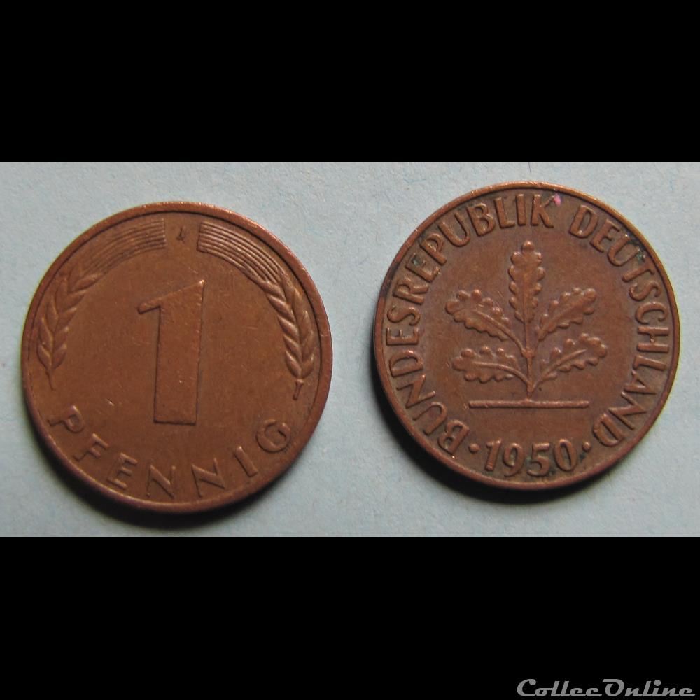 monnaie monde allemagne 1 pfennig 1950 j