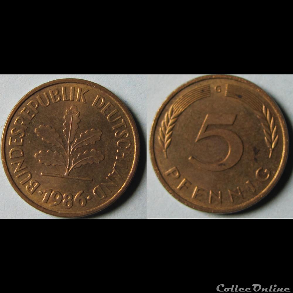 5 pfennig 1986 monnaie monde allemagne 5 pfennig 1986