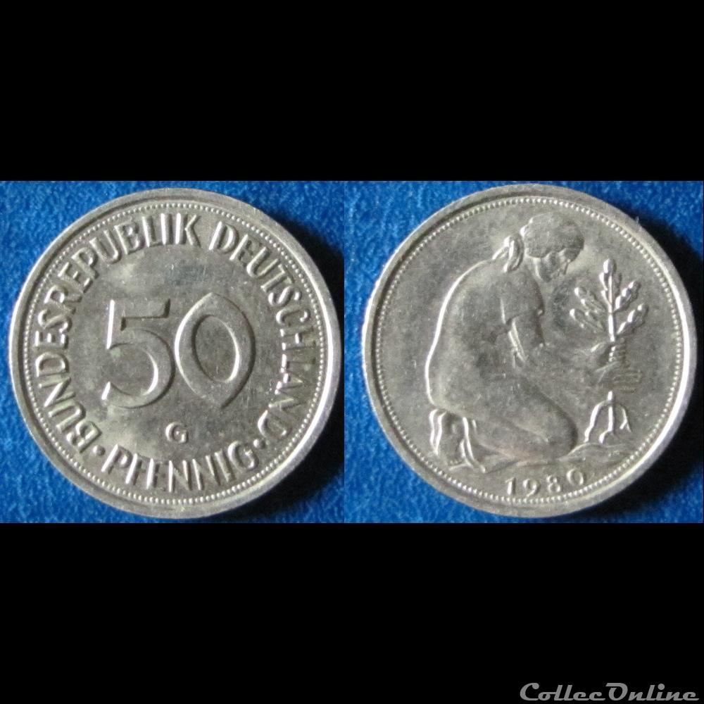monnaie monde allemagne 50 pfennig 1980 g