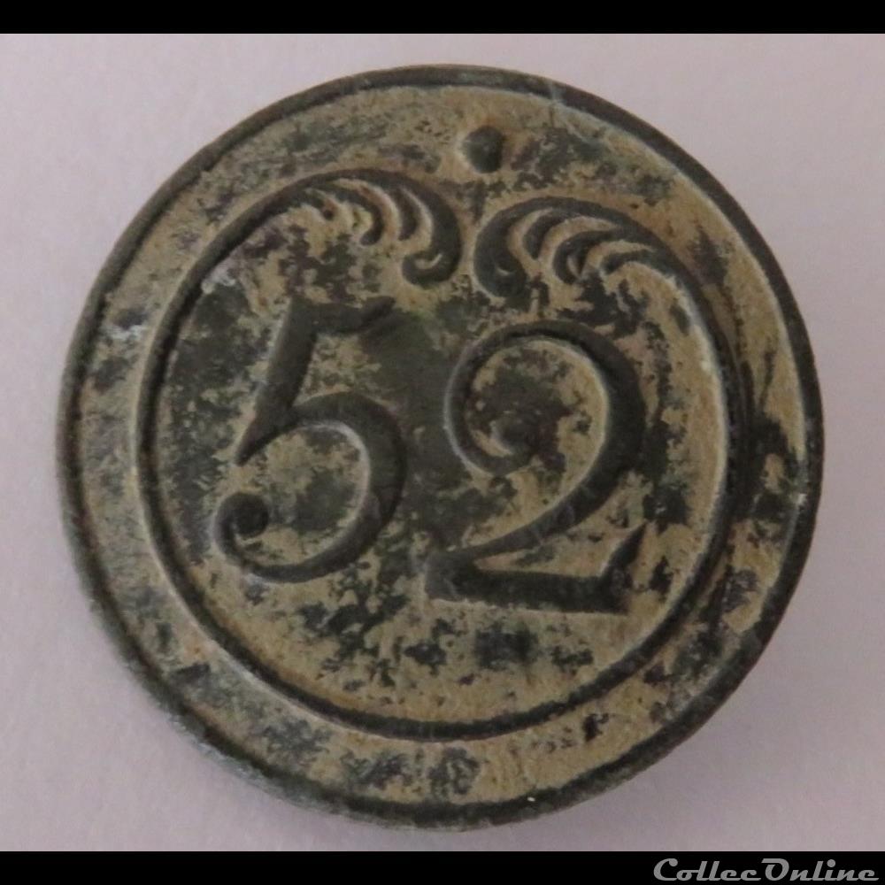 52e Ri troupes impériales bouton militaire infanterie 52e ri troupes imperiales