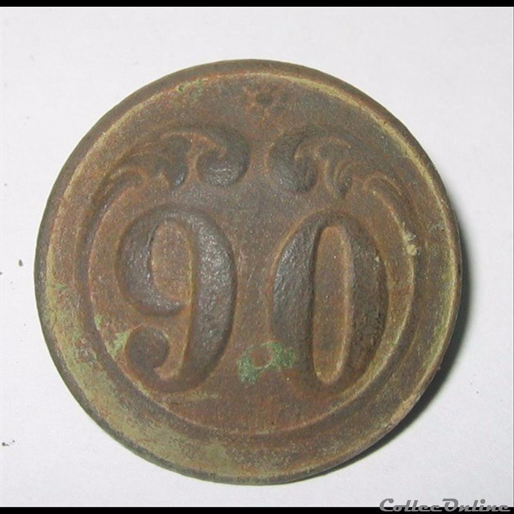 90e RI troupes à pieds 1844-1871 bouton militaire infanterie 90e ri troupes a pieds 1844 1871