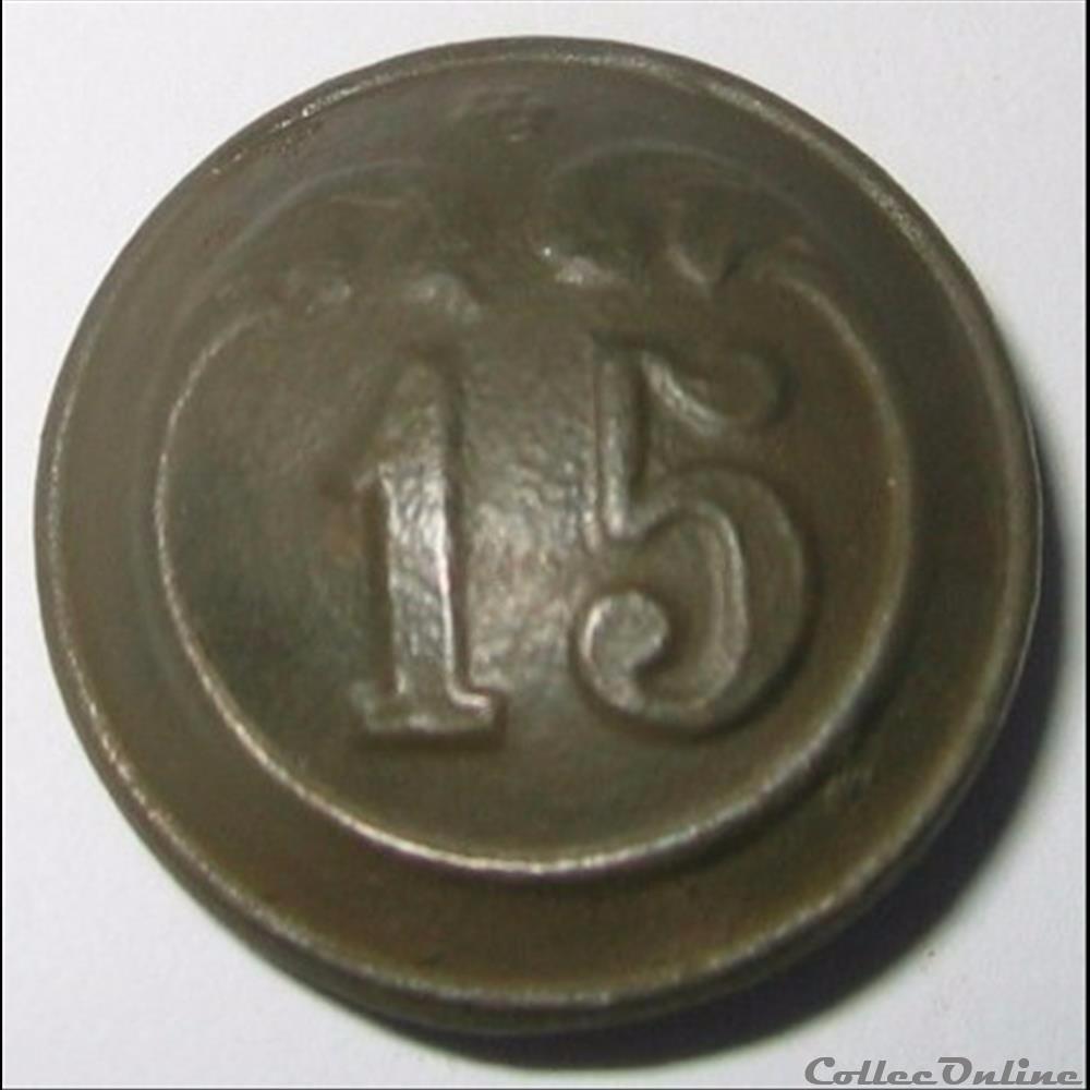 15ème Régiment Infanterie de ligne - 29 février 1844 à 1871 bouton militaire 15eme regiment infanterie de ligne 29 fevrier 1844 a 1871