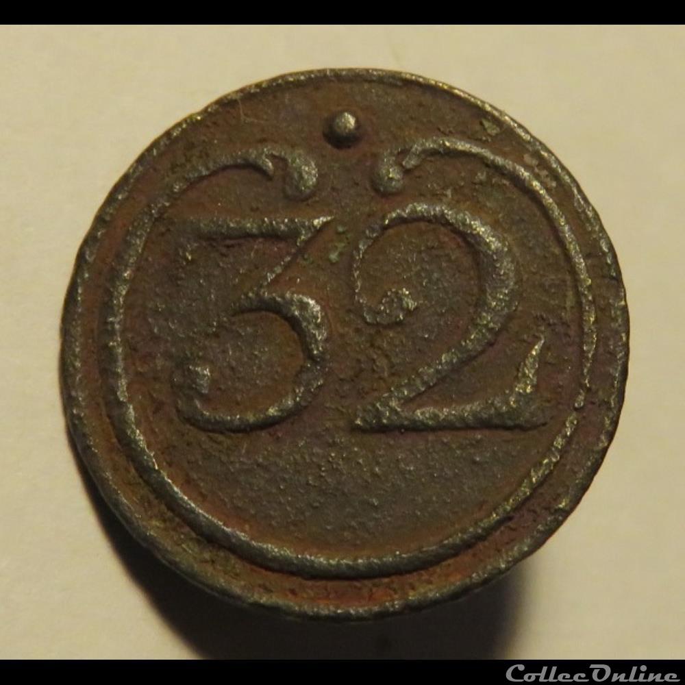 bouton militaire infanterie 32e regiment troupes de ligne premier empire