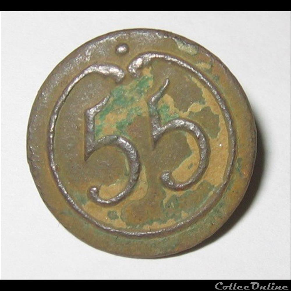55e RI troupes à pied avant 1792 bouton militaire infanterie 55e ri troupes a pied avant 1792