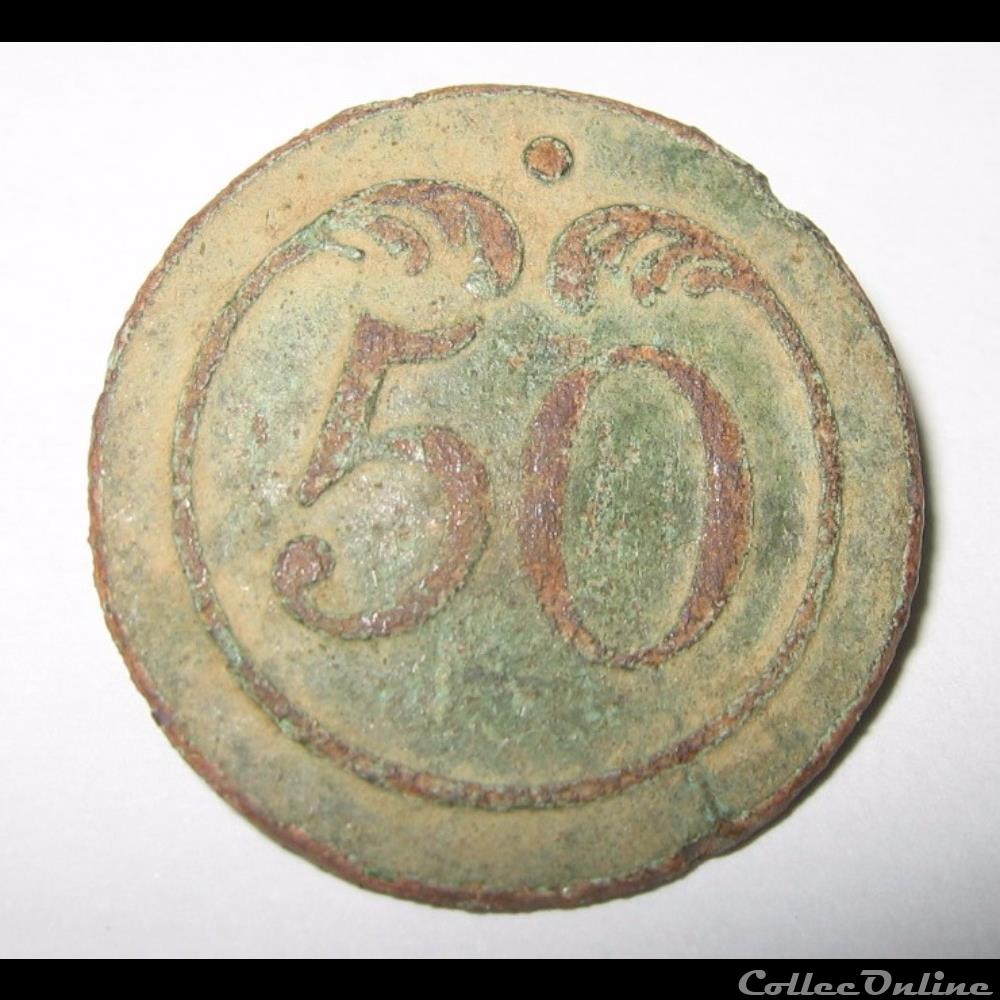50e R de troupes à pied premier empire bouton militaire infanterie 50e r de troupes a pied premier empire