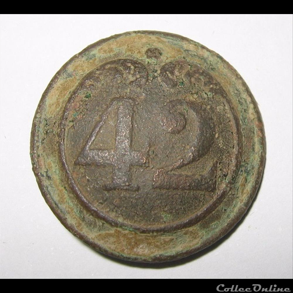 42e RI troupes à pieds 1820-1844 bouton militaire infanterie 42e ri troupes a pieds 1820 1844