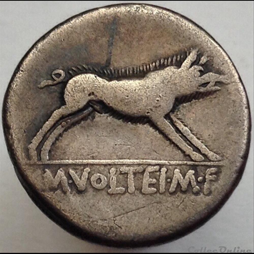 monnaie antique romaine volteia denier hercule et sanglier sear 313