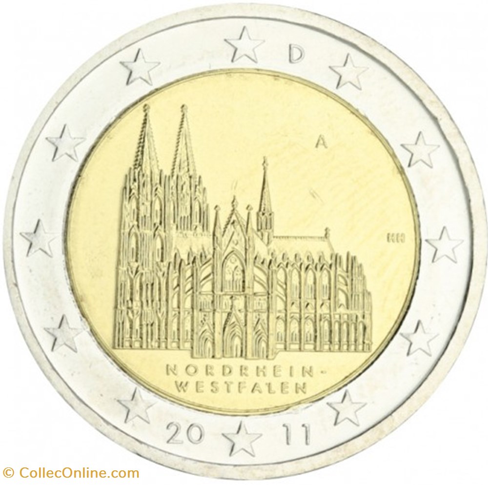 2 Euros Commémo. Allemagne 2011 - Rhénanie du Nord, Westphalie monnaies 2 euros commemo allemagne 2011 rhenanie du nord westphalie