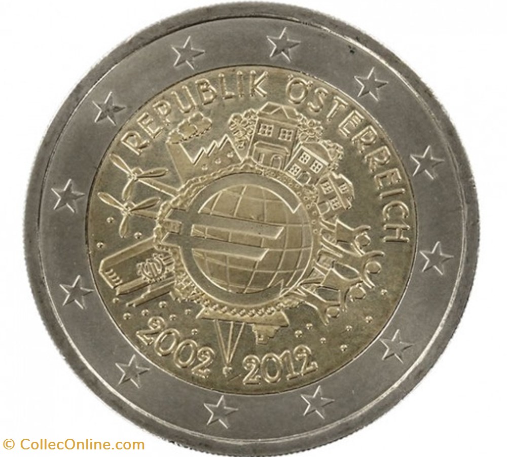 2 Euros Commémo. Autriche 2012 - 10 ans de l'Euro monnaies 2 euros commemo autriche 2012 10 ans de euro