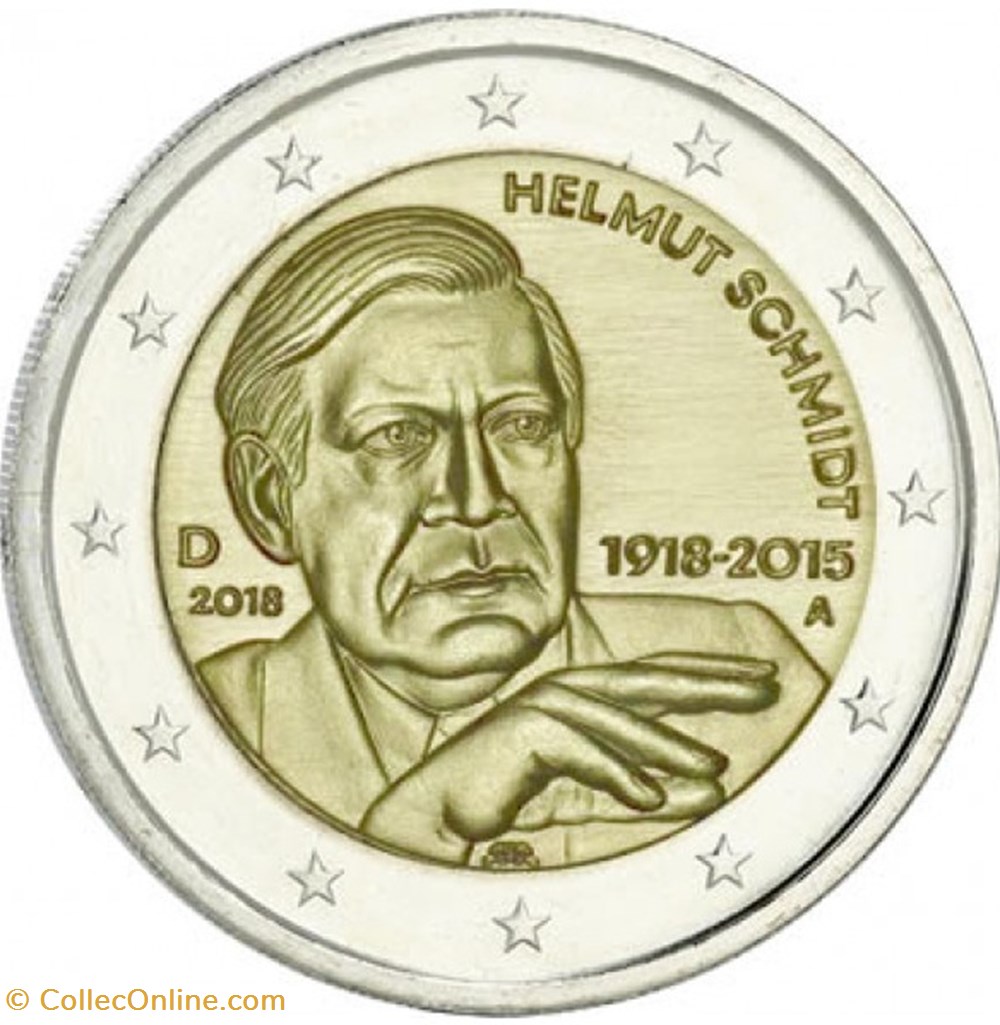 2 Euros Commémo. Allemagne 2018 - Helmut Schmidt monnaies 2 euros commemo allemagne 2018 helmut schmidt
