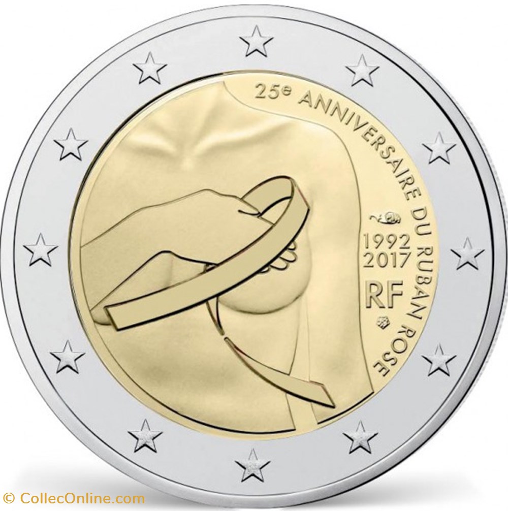 2 Euros Commémo. France 2017 - Lutte contre le cancer du sein monnaies 2 euros commemo france 2017 lutte contre le cancer du sein