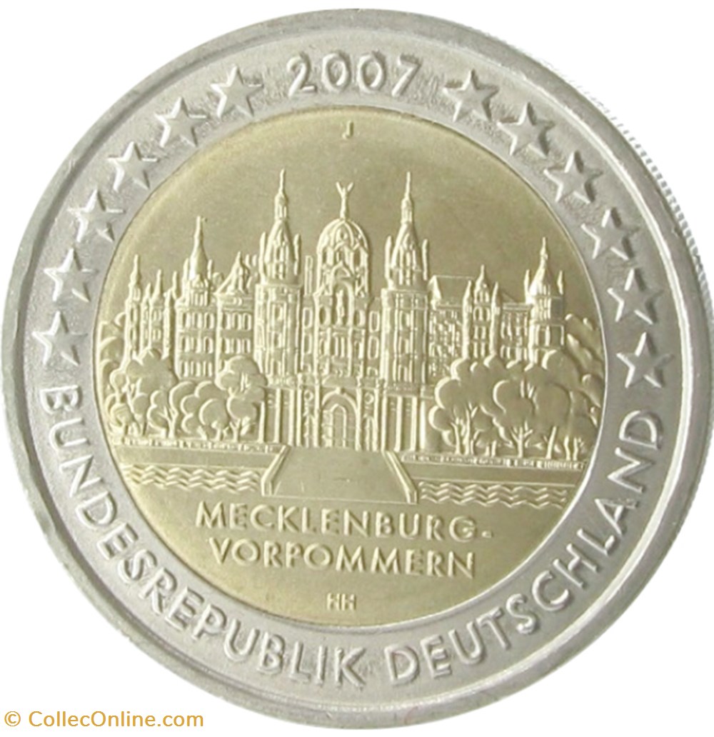 2 Euros Commémo. Allemagne 2007 - Mecklenbourg, Poméranie occidentale monnaies 2 euros commemo allemagne 2007 mecklenbourg pomeranie occidentale