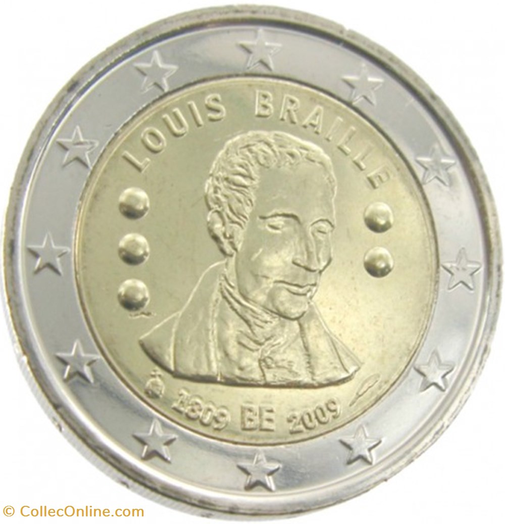 2 Euros Commémo. Belgique 2009 - Louis Braille monnaies 2 euros commemo belgique 2009 louis braille
