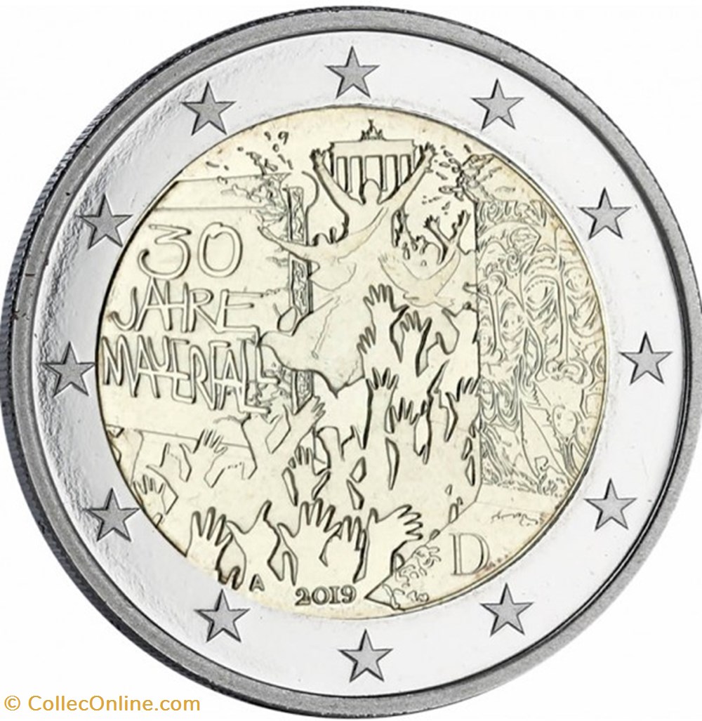 2 Euros Commémo. Allemagne 2019 - 30 ans du Chute de Mur de Berlin monnaies 2 euros commemo allemagne 2019 30 ans du chute de mur de berlin