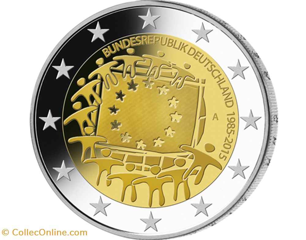 monnaies 2 euros commemo allemagne 2015 30 ans du drapeau europeen