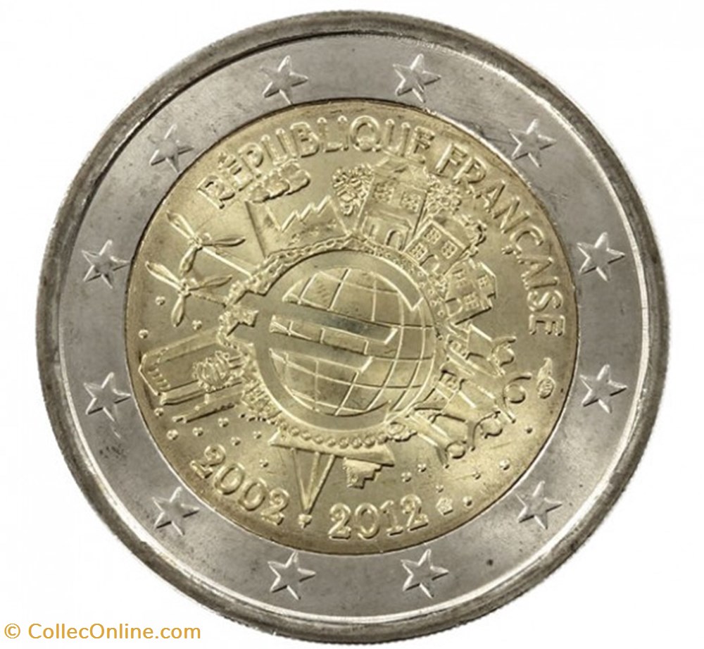 monnaies 2 euros commemo france 2012 10 ans de euro