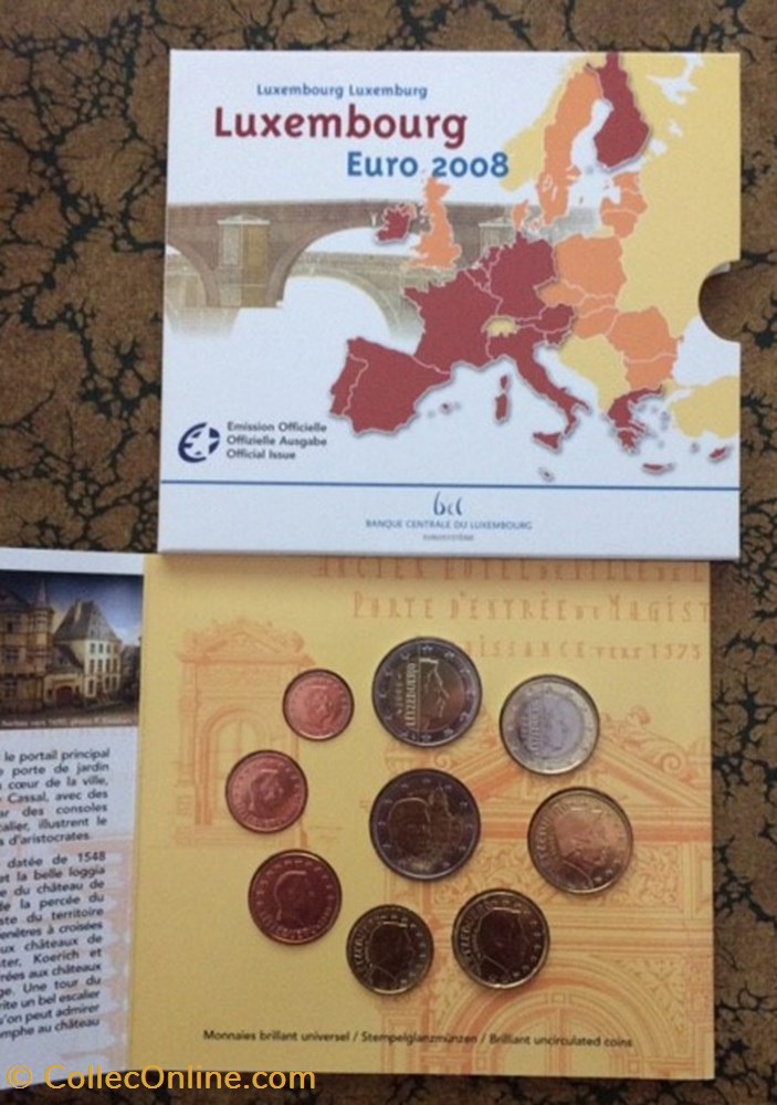Coffret Euro annuel Luxembourg 2008 avec 2€ commémorative monnaie coffret euro annuel luxembourg 2008 avec 2 commemorative