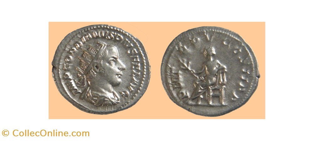 GORDIEN III. Antoninien RIC 89. P M TR P VI COS II PP. ROME 242-243 monnaies antiquite av jc ap romaines republicaines imperiales gordien iii antoninien ric 89 p m tr p vi cos ii pp rome 242 243