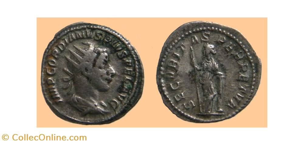 monnaies antiquite av jc ap romaines republicaines imperiales gordien iii antoninien ric 153 secvritas perpetva rome mi fin 243