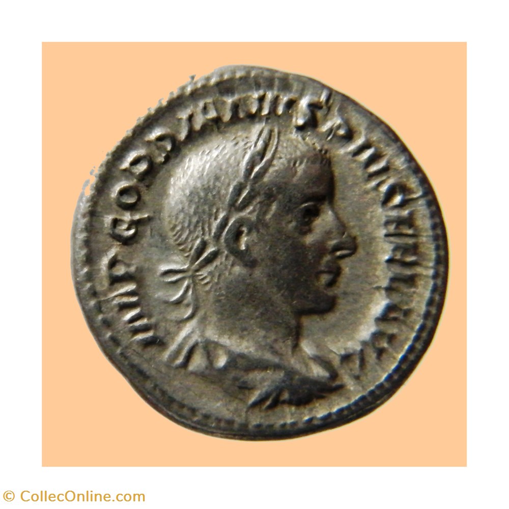 GORDIEN III. Denier RIC 116 (R). VIRTVTI AVGVSTI. ROME 240 2 monnaies antiquite jc ap romaines republicaines imperiales gordien iii denier ric 116 r virtvti avgvsti rome 240