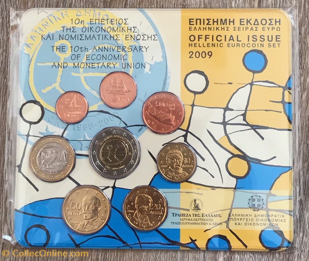 Coffret Euro Annuel Grèce 2009 BU avec 2€ commémorative monnaie coffret euro annuel grece 2009 bu avec 2 commemorative
