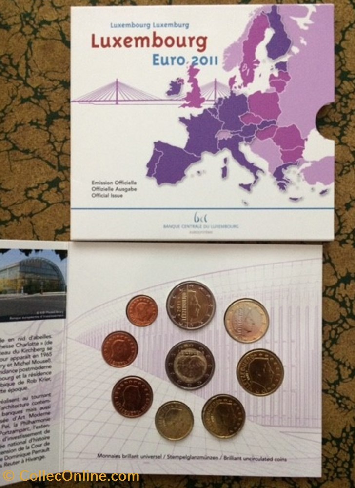 Coffret Euro annuel Luxembourg 2011 avec 2€ commémorative monnaie coffret euro annuel luxembourg 2011 avec 2 commemorative