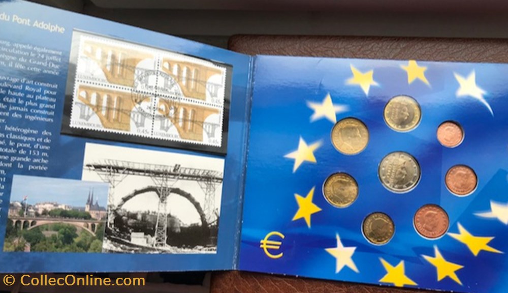monnaie coffret euro annuel luxembourg 2003 avec timbres postes