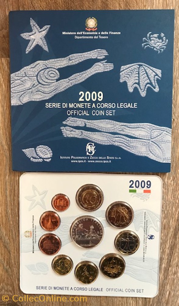 Coffret Euro Annuel Italie 2009 BU avec 5€ argent monnaie coffret euro annuel italie 2009 bu avec 5 argent