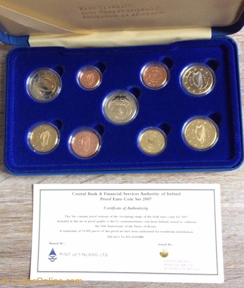 monnaie coffret euro annuel irlande 2007 be avec 2 commemorative