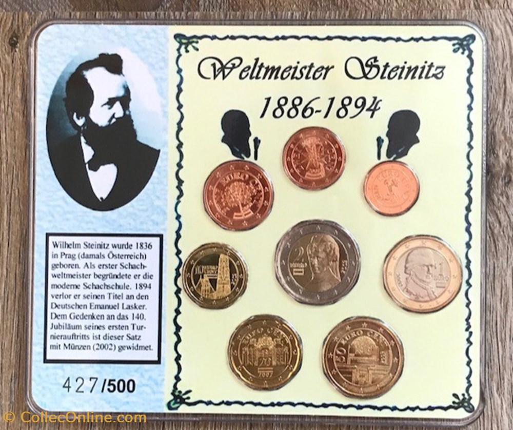 Coffret Euro annuel Autriche 2002 BU, Expo Weltmeister Steinitz monnaie coffret euro annuel autriche 2002 bu expo weltmeister steinitz