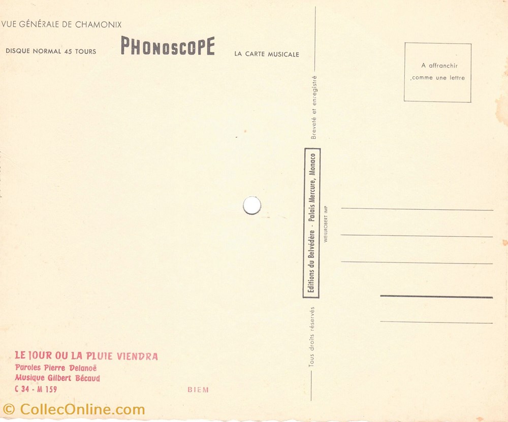 Disque carte postale Chamonix cartes postales autres disque carte postale chamonix