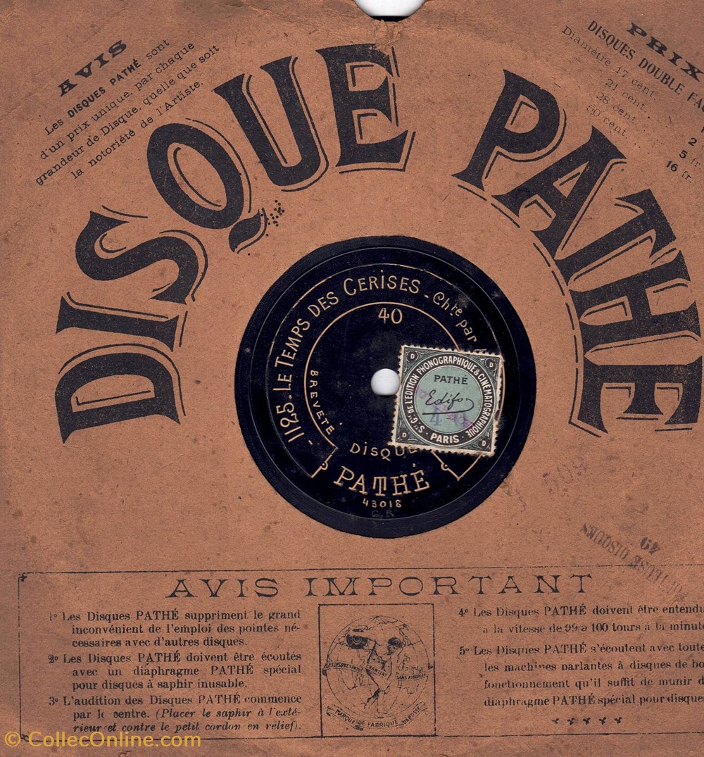 musique instruments disques vinyles disque pathe 90tr mn 21cm