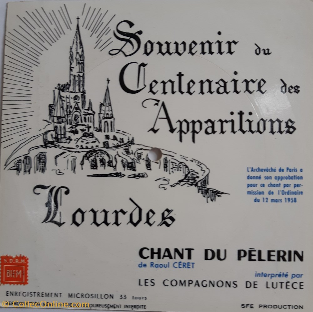 cartes postales carte postale musicale souvenir de lourdes 33 tours