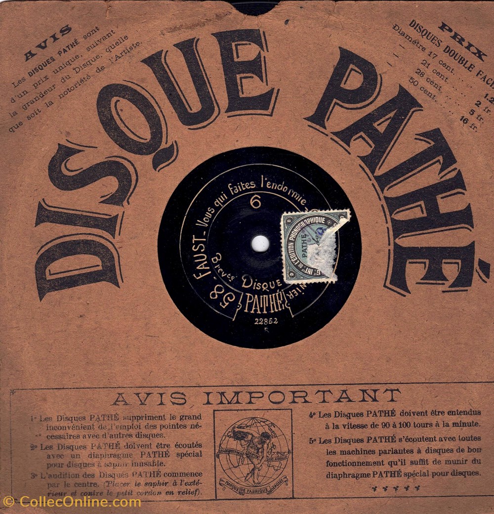musique instruments disques vinyles disque pathe 90tr mn 21cm