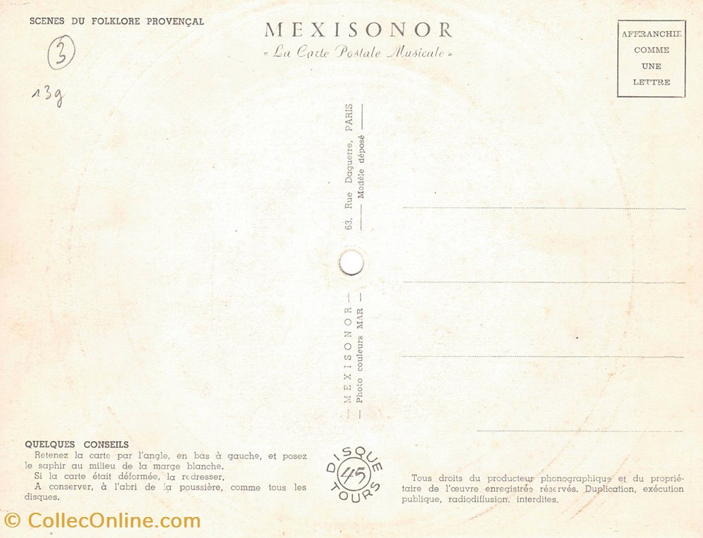 cartes postales autres disque carte postale danse provencale