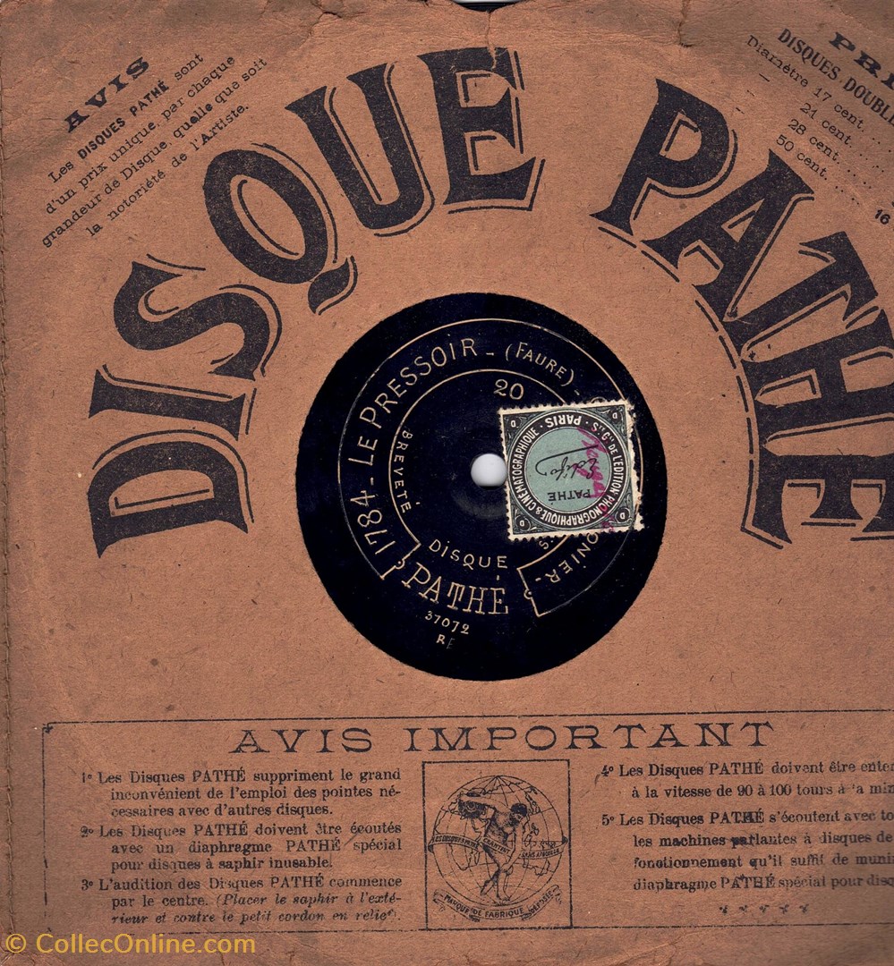 musique instruments disques vinyles disque pathe 90tr mn 21cm