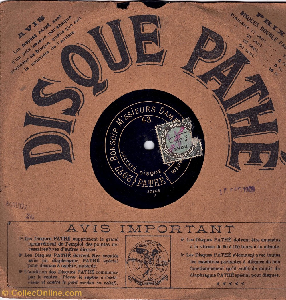 musique instruments disques vinyles disque pathe 90tr mn 21cm