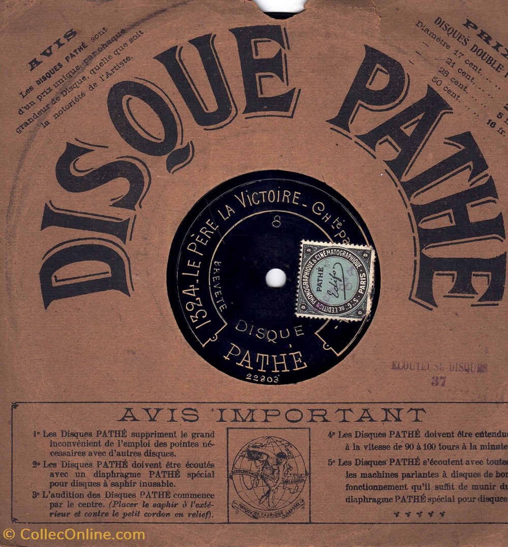 musique instruments disques vinyles disque pathe 90tr mn 21cm