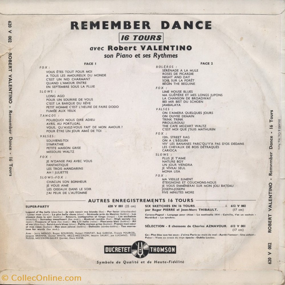 electro vintage remember dance robert valentino disque 16tr min 1957