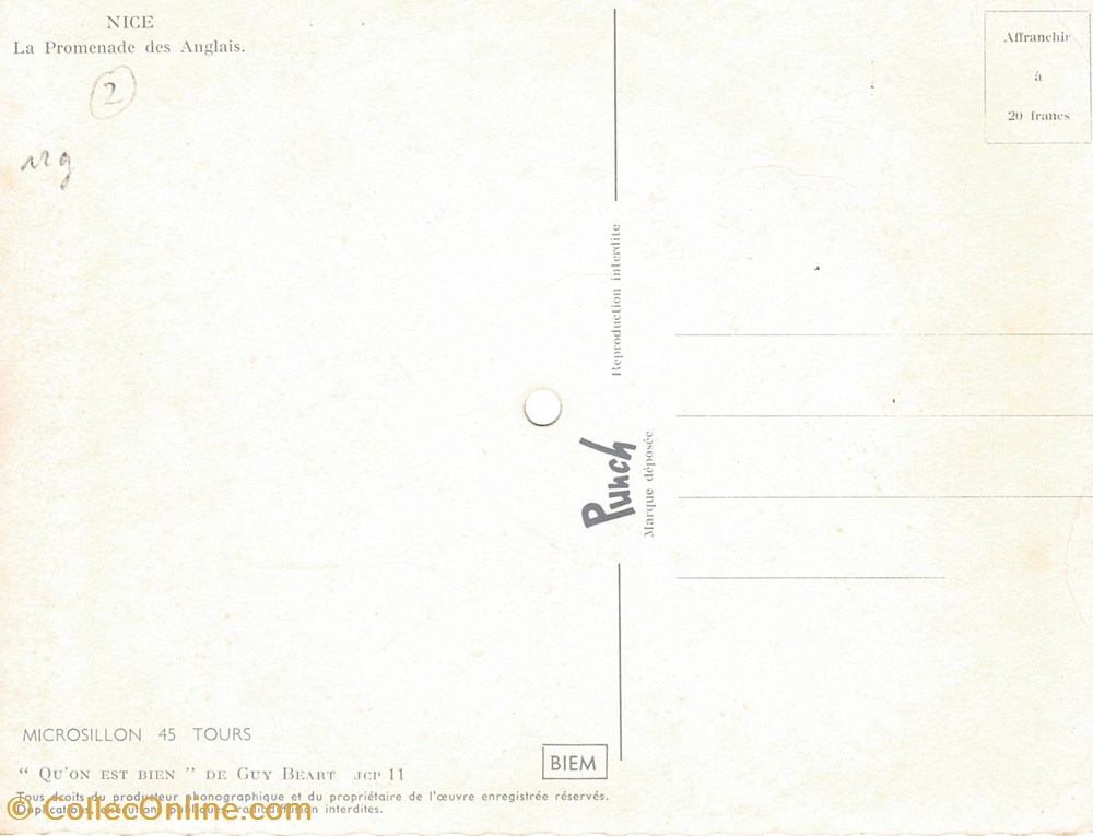 cartes postales autres disque carte postale nice promenade des anglais