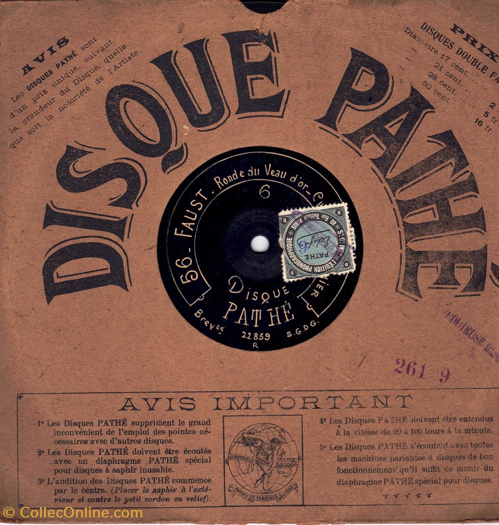 musique instruments disques vinyles disque pathe 90tr mn 21cm
