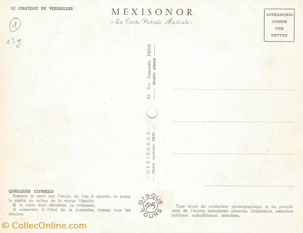 cartes postales autres disque carte postale le chateau de versailles