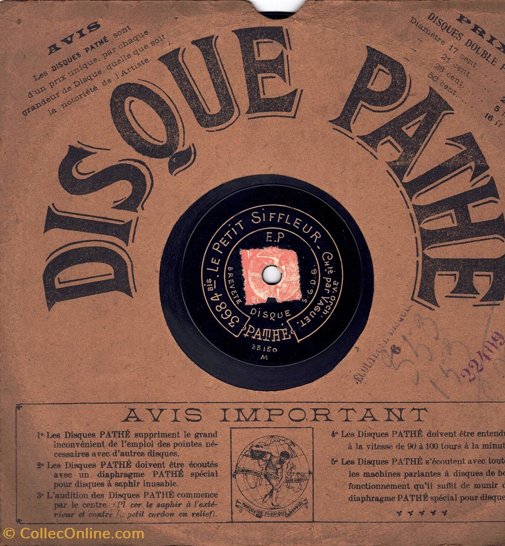 musique instruments disques vinyles disque pathe 90tr mn 21cm