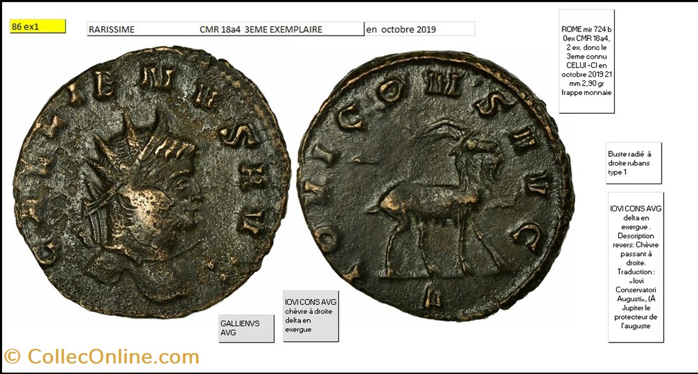 ROME GALLIEN IOVI CONS AVG chèvre à droite delta en exergue GALLIENVS AVG monnaies antiques romaines imperiales et republicaines rome gallien iovi cons avg chevre a droite delta en exergue gallienvs avg