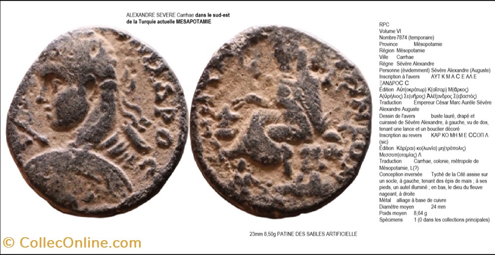 monnaies antiques romaines provinciales provinciale severe alexandre carrhae mesapotamie