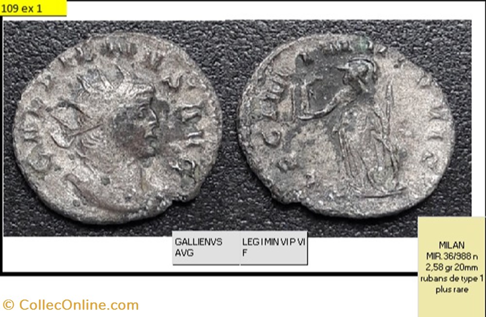 monnaies antiques romaines imperiales et republicaines milan gallien leg i min vi p vi f gallienvs avg