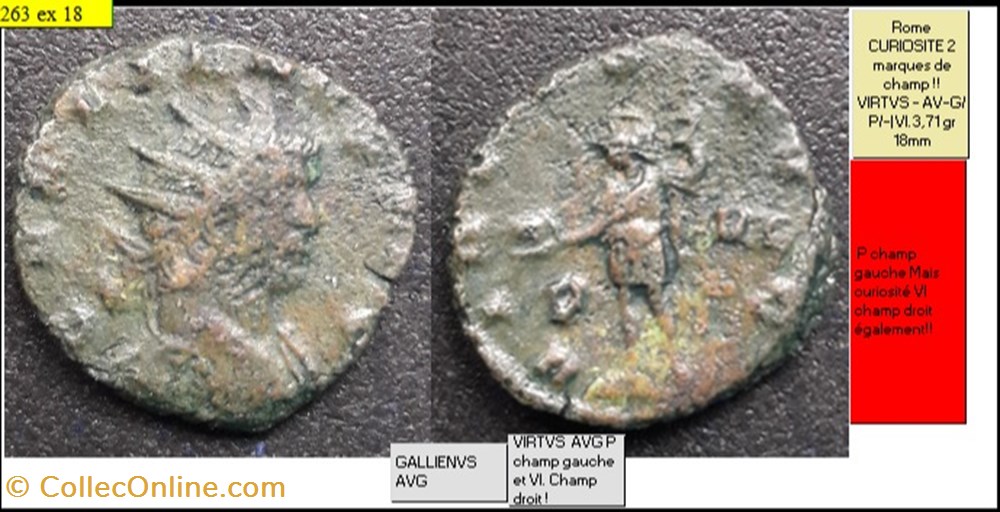 monnaies antiques romaines imperiales republicaines rome gallien virtvs avg p champ gauche et vi champ droit gallienvs avg
